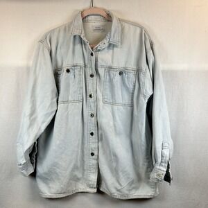 Vintage Faded Denim Jean Shirt Women's Oversized Loose Work Coastal 90's Large